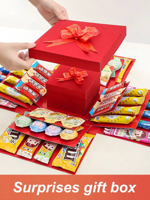 Überraschungsexplodierendes Geschenkbox Set, multifunktional für Valentinstag, Geburtstag, Hochzeit, Heiratsantrag - DIY Fotoalbum Überraschungsbox mit mehreren Ebenen, Zubehör und dekorativen Schleifen - geeignet für Party Geschenkverpackung Valentinstag