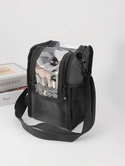 RANCAI 1pc Makeup Brush Holder, Upright Makeup Cup, Professional Makeup Bag For Travel, Makeup Artist Storage Bag, Large Capacity Makeup Brush Case With Adjustable Divider