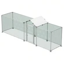 Froadp Outdoor Metal Rabbit Run With Sun Protection - Roof Door And Lock Stable Small Animal Run For Chickens, Ducks And Small Animals - Silver - View 1