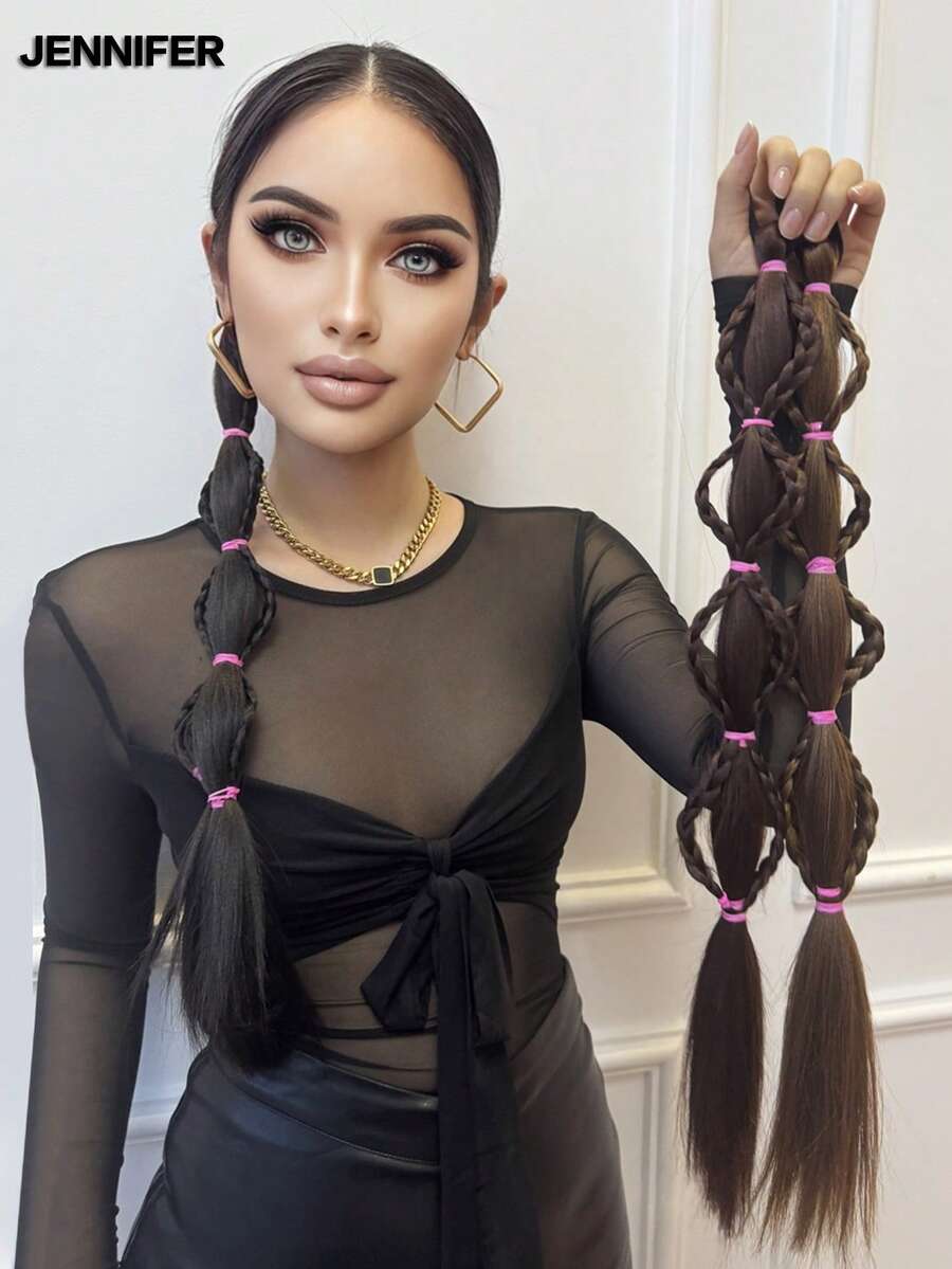 JENNIFER 1-Pack Creative And Fashionable Braids 18Inch Synthetic Hair Extensions With Rubber Bands For Daily Wear