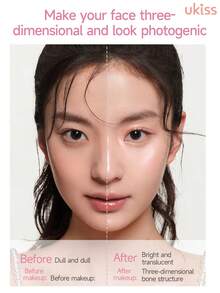 ukiss 面部粉底高光笔、腮红高光笔调色板、光泽闪光高光、自然闪亮高光、化妆照明器、轻盈、光滑、面部美容化妆 - #05 Peach Princess - 查看 6