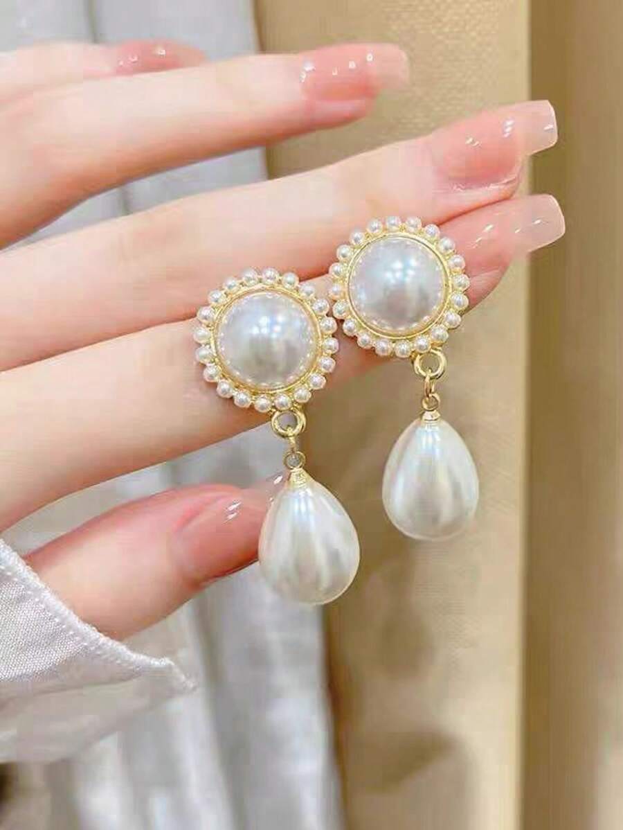 1 Pair Retro Style Pearl Pendant Earrings