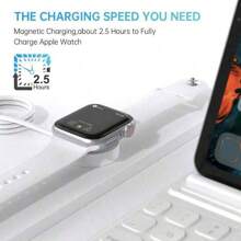 1pc Magnetic Wireless Charger 3.3ft/100cm Portable Charging Accessory Compatible With Apple Watch Series Ultra/9/8/7/6/SE/SE2/5/4/3/2/1 Portable Wireless Charger Compatible With Apple Watch, Wireless Magnetic Suction For Watch 6/SE/5/4/3/2 Series E Compatible With AIRPODS 2/3/Pro Fast Charging Cable Portable Charging Base Bracket Gifts For Family, Friends, Kids, Birthday, Christmas, Winter, Girlfriend, Boyfriend Suitable For Office, Dorm, And Home