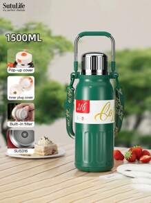 Botella de agua aislada al vacío de acero inoxidable 316, capacidad de 800ml/1000ml/1500ml, unisex, para exteriores, viajes, automóvil, portátil y de vuelta al colegio