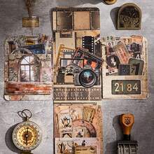 90 件复古剪贴簿套装 - 复古收藏品套装，包含电影/花园/咖啡/日记剪纸、装饰纸贴纸和卡片纸元素，适用于垃圾日记本、拼贴艺术、卡片制作 - 彩色 - 查看 7