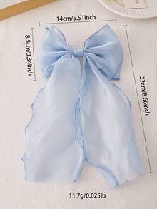 1pc Multi-Color Princess Lace Bow & Ribbon Elastic Hairclip, Elegant Summer Hair Accessory - Pink - View 7