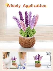 1 套钩针入门套件 - 薰衣草和郁金香盆栽植物、毛线球、DIY 手工套件，配有基本配件和初学者说明 - 彩色 - 查看 6