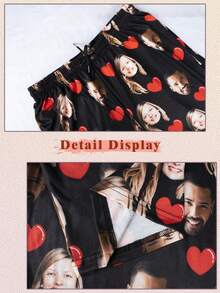 Custom Pajama Pants For Men With Two Photo Prints – Personalized Pajama Bottoms Featuring Your And Your Loved One's Faces, Ideal Valentine's Day Gift, Fall, Winter