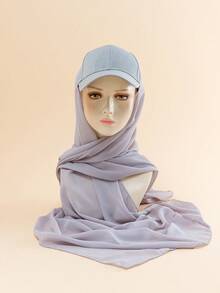 1pc Women's Spring/Summer/Autumn Chiffon Patchwork Baseball Cap Integrated Turban Hijab Scarf Hat, Sun Protection Hair Sleep Cap - Multicolor - View 23