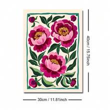 1 pieza Póster de arte de pared con pintura de lienzo de estilo bohemio con peonía rosa enmarcada/sin marco, obra de arte botánica minimalista floral abstracta vintage, adecuada para dormitorio, apartamento, sala de estar, decoración del hogar moderna - Multicolor - Ver 10