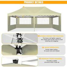 CAROMA Pavilion 3x6 Folding Pavilion 3x6 Waterproof Stable, Party Tent Foldable Anti-UV 50+ Pop Up Garden Pavilion With 6 Sidewalls, 4 Sandbags, Bag With Wheels, For Weddings Parties Market