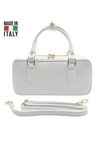 Bolso de hombro para mujer. Hecho en Italia. Elaborado con cuero genuino. Para viajes, viajes de negocios, vacaciones, trabajo, traslados, estilo de lujo ligero. Y2K. Retro, de moda, popular. Ligero. Versátil. Múltiples colores disponibles. - Blanco - Ver 3