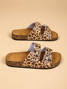 Ladies' Cork Insole Sandals - Comfortable Double Buckle Elastic Band Sandals, With Real Leather Insole, Suitable For Women - Brown - View 10