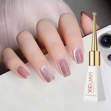 XEIJAYI 1pc 10ml Bean Sand Crystal Cat Eye Magnetic Gel Nail Polish Soak Off Uv Led Lamp Nail Polish For Women For Spring-No Magnetic Stick Included - 粉色 - 查看 1