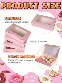 10/20 件/1 件 - 饼干盒糕点带透明窗口 7 X 4.3 x 1.5 英寸卡夫烘焙优质礼品盒容器适用于甜点、婚礼、派对、圣诞节、生日（粉色） - 彩色 - 查看 5