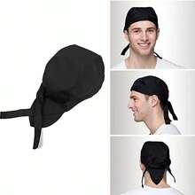 Gorros Cofia Para Chef, Cocinera, Mesero Algodón 3 Pack - Negro - Ver 3