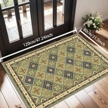 Local Rug, Retro Geometric Pattern Style Rug With Backing, Machine Washable Rug, Dot-Plastic Backed, Room Rug, Bedroom, Home Office, Kids' Room, Playroom, Kitchen, Dining Room Mother's Day Home Bathroom Decor