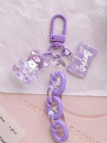 1 件可爱亚克力链蓝牙耳机保护套，熊装饰钥匙扣吊坠，时尚包袋配饰汽车配饰包袋饰品学校卡通哥特 Y2k 圣诞礼物创意