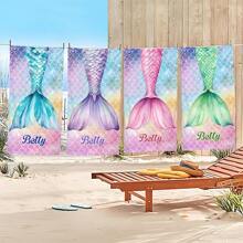 1pc Personalized Mermaid Text Beach Towel, Strong Water Absorption, Suitable For Swimming Pool, Camping, Extremely Comfortable Bathroom Decor SummerTravel Essentials Travel Accessories Beach Essentials