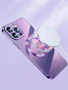 1 pezzo Custodia magnetica per telefono alla moda con carica senza fili a gradiente glitterata, copertura completa, comoda, compatibile con Galaxy S21 Ultra 5G, 16 Pro Max, Spark Go 2024, Infinix Smart 8, Edge 30, Redmi Note 14 Pro+ 5G, Honor 50, impermeabile, antiurto, anti-graffio, adatta per uomo/donna - Rosa - Visualizzare 3