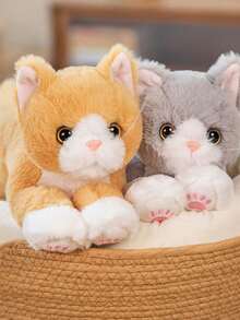 50cm/19.68in Cute Simulation Cat Plush Toy Family Companion Sleep Pillow Soft Stuffed Animal Throw Pillow Simulation British Shorthair Cat Toys Gifts(Not Animal Fur) Halloween Christmas Gift - Multicolor - View 4