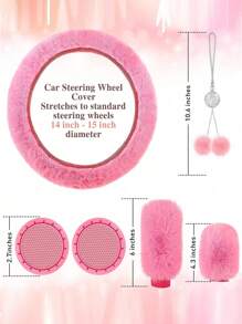 1 set accessoires d'intérieur de voiture pour femmes : housses de siège avant motif papillon mignon, couvre volant/frein à main/pommeau de vitesse en peluche, décoration suspendue de rétroviseur en peluche et strass, 1 paire de porte-gobelets en silicone, accessoires d'intérieur de voiture roses