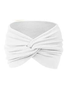 1 件女士宽纯色十字交叉运动瑜伽头带，时尚休闲头巾适合锻炼发带头巾头带吸汗带发饰冬季围巾 - A - 查看 13