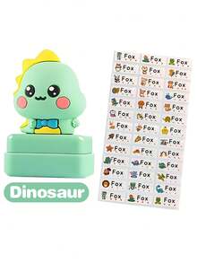 100 piezas de etiquetas personalizables con nombre para niños y 1 pieza de sello personalizado con nombre para niños, resistente al agua para ropa. Este sello con nombre está diseñado especialmente para la personalización de ropa, sirviendo como un sello de firma manuscrita y un sello de ropa personalizado. Adecuado para sellos de nombre de dibujos animados autoluminosos DIY, se puede usar para fines comerciales o regalos de papelería para estudiantes, también es un gran regalo para la temporada de regreso a la escuela. - Multicolor - Ver 11
