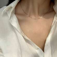 Stainless Steel Simple Minimalist Clavicle Necklace, Delicate Thin Chain For Women - Silver - View 6