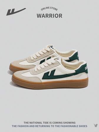 WARRIOR Women's Sporty Front Lace Up Skateboard Shoes, & Versatile, Comfortable & Non-Slip Casual Low-Top Colorblock Sneakers