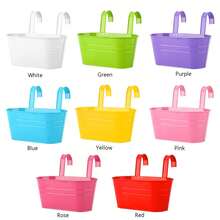 1 件金属铁悬挂花盆，阳台花盆带可拆卸挂钩，壁挂式水桶，多肉植物篮，适用于户外花园盆栽 - 彩色 - 查看 3