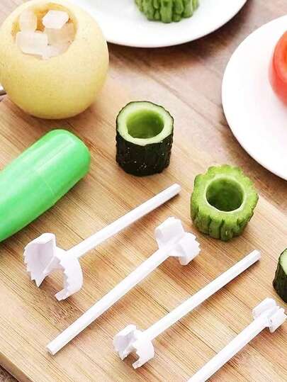 1 pieza Quitacorazones de fruta de plástico, herramienta minimalista de dos colores para quitar el corazón de las frutas para la cocina