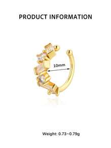 1PC S925 Sterling Silver Earless Hole Ear Clip For Girls, Exquisite Jewelry, C-Shaped Earrings, Emerald Zirconia, White Zirconia, Purple Zirconia Ear Clip For Girls, Party Wear The Best Gift For Girlfriend, Mother, Sisters