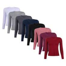Kit 3 Women's Basic Long Sleeve V-Neck Blouses - Gray / Navy / Wine - View 5