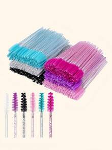 Varitas de rímel desechables con cerdas de cristal para extensiones de pestañas y cejas, 20/50/100/200/300 piezas - Rosa Fucsia - Ver 5
