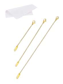 7PCS Stainless Steel 18K Gold Plated Extended Chain Rubbing Silver Cloth Set ( High Quality Stainless Steel + Vacuum Plated 18K Gold Exquisite Craft + Professional Size Rubbing Silver Cloth ) - Super Durable - No Fading - Hypoallergenic - Jewelry Shining Lasting, Suitable For DIY Jewelry Such As Necklace, Bracelet And Anchor Chain, Available In Gold And Silver Colors ( 2 /", 4/" And 6 /" ) - Smooth Hangtag Extension Chain - View 12