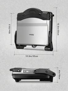 Yabano Panini Press Grill, Gourmet Sandwich Maker Non-Stick Coated Plates 11" X 9.8", Opens 180 Degrees To Fit Any Type Or Size Of Food, Stainless Steel Surface And Removable Drip Tray, 4 Slice - 美規A型插(110-127V) - 查看 7