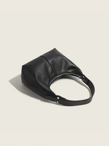 New Fashionable Minimalist Versatile Crescent Bag, Shoulder Bag, Solid Color, French Style Crossbody Bag, Handheld Crescent Bag, Luxury Niche Young Adult Commute, Daily, Travel, Movie, Shopping Black Color, Retro Affluent - Black - View 5