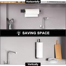 1pc Paper Towel Holder - Wall Mount Adhesive Rust-Proof Paper Roll Dispenser, Upgraded Aluminum Alloy Kitchen Roll Dispenser For Cabinet Underneath, Lighter But Sturdier Than Stainless Steel, Suitable For Kitchen, Bathroom, Garage, RV