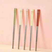 1pc 24CM Cute Capybara Pattern Chinese Chopsticks, Portable 316 Stainless Steel Anti Slip Chopsticks With Cutlery Box, Resistant And Reusable Sushi Stick, Durable And Mildew Resistant Food Sticks, Dishwasher Friendly, Suitable For Student And Adult Use In Home, School, Office, Outdoor Camping, Picnic, Travel,School Supplies - Multicolor - View 3