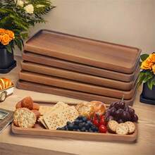 1pc Rectangular Sandalwood Tray, Candle Holder, Small Storage Tray, Suitable For Breakfast, Cake, Dinner, Sushi, Snacks And Fruits, Home Decor And Kitchen Storage, Perfect For Christmas And Thanksgiving - Brown - View 4