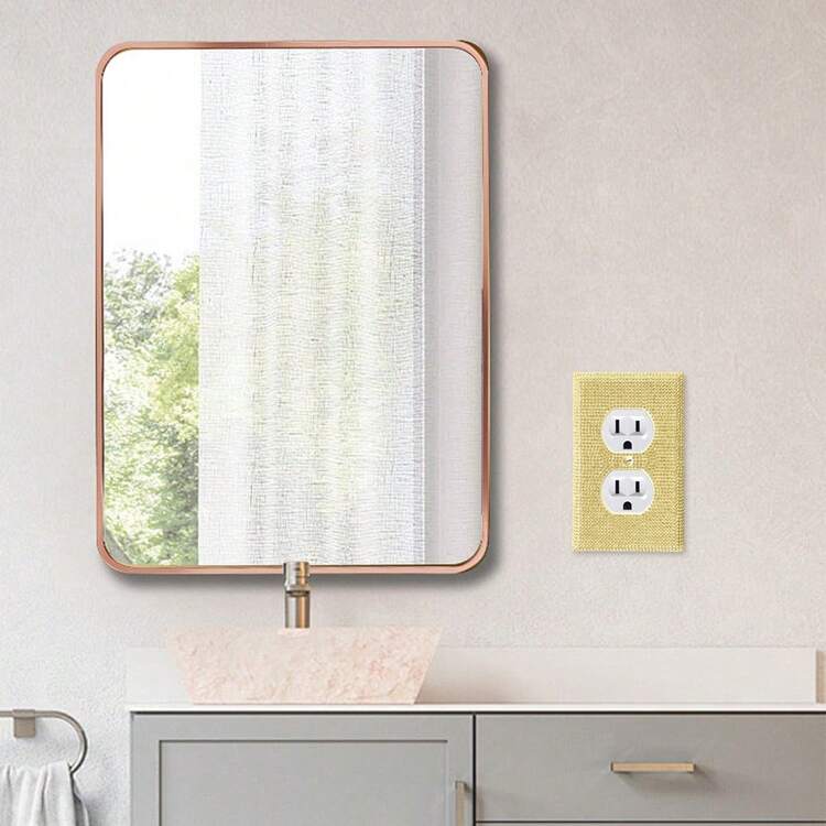 1 pieza Placa decorativa de interruptor de luz CILIA cubierta con cristales dorados brillantes y piedras rhinestone, cubre decorativa para salida eléctrica - Dorado - Añade 6