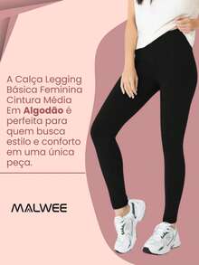 Malwee Original Basic Women's Cotton Leggings - Black - View 3