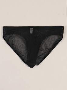 Men's Sexy Eyes Print Breathable Comfortable Pouch Daily Wear Thong - Black - View 3