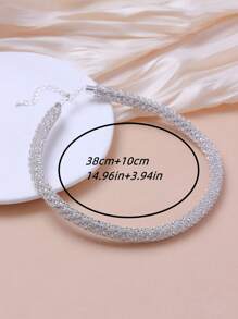 1pc Elegant Luxury Rhinestone Clavicle Chain Necklace, Glamour High-End Alluring European-American Sparkling Necklace, Suitable For Weddings, Parties, Daily Wear, Gift For Girlfriend, Wife, Mother