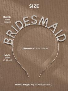 1 pieza Diadema de aleación con letra "DAMA DE HONOR" con strass, accesorio de calidad para fiesta de boda, dama de honor, accesorios para el Día de San Valentín - Plateado - Ver 2