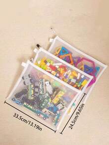 5pcs Toy Storage Bags, Multi-Size Colorful Toy Organization Bags, Mesh Zipper Pouches, For Storing And Organizing Blocks, Puzzles, Board Games - Multicolor - View 6