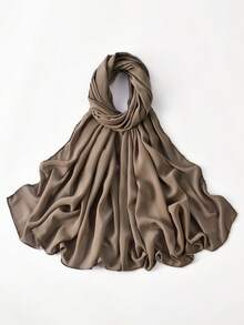 1pc Women's Fashion Chain Chiffon Long Scarf, Long Solid Color Muslim Headscarf/Hijab Shawl, Elegant Daily Casual Sunscreen - Chain Chiffon Scarf - View 13