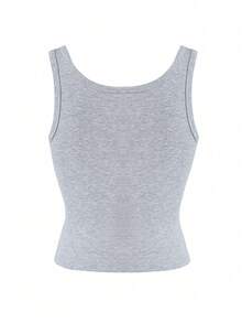 GAOVOT Women's Y2K Sexy Square Neck Button Casual Camisole Top, Spring/Summer - Gray - View 9