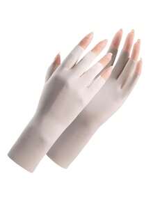 Silky UV Protection Fingerless Gloves For Women, Suitable For Nail Art, Cycling, Outdoor Activities - B - View 18